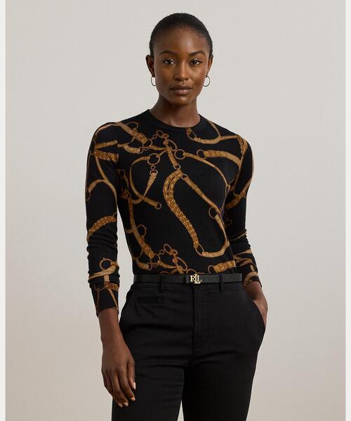 セール】ベルティングプリント コットンブレンド セーター（ニット