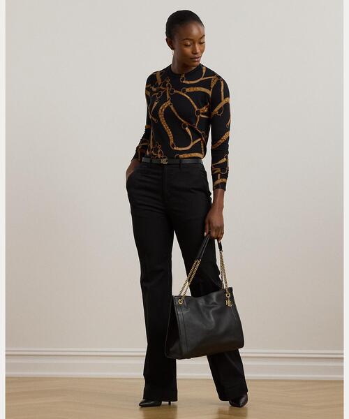 セール】ベルティングプリント コットンブレンド セーター（ニット