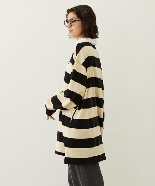 MILKFED.（ミルクフェド）の「STRIPED RUGBY SHIRT（Tシャツ/カットソー・レディース・アッシュ/ブラック/ネイビー・ONE SIZE）」の4枚目の写真