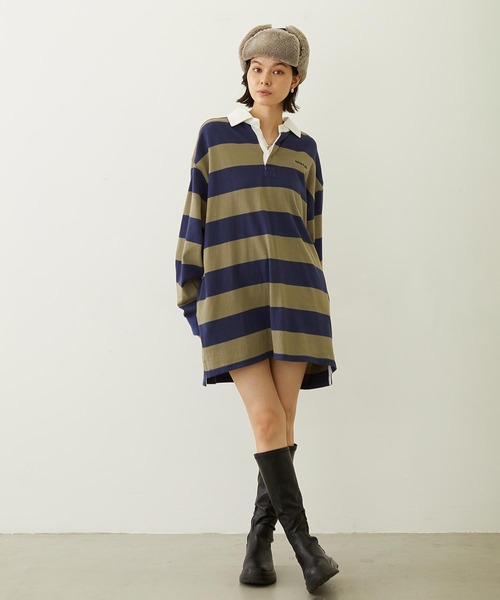 MILKFED.（ミルクフェド）の「STRIPED RUGBY SHIRT（Tシャツ/カットソー・レディース・アッシュ/ブラック/ネイビー・ONE SIZE）」の14枚目の写真