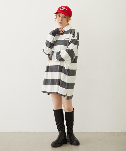 MILKFED.（ミルクフェド）の「STRIPED RUGBY SHIRT（Tシャツ/カットソー・レディース・アッシュ/ブラック/ネイビー・ONE SIZE）」の20枚目の写真