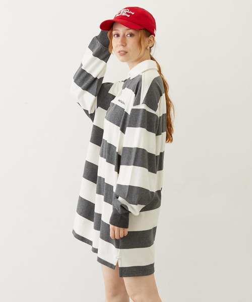 MILKFED.（ミルクフェド）の「STRIPED RUGBY SHIRT（Tシャツ/カットソー・レディース・アッシュ/ブラック/ネイビー・ONE SIZE）」の17枚目の写真