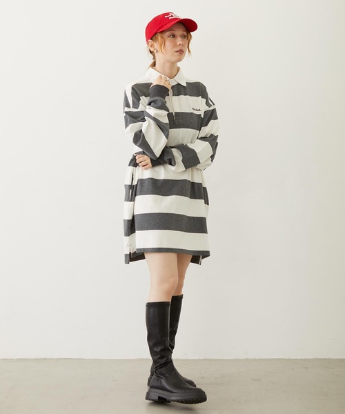 MILKFED.（ミルクフェド）の「STRIPED RUGBY SHIRT（Tシャツ/カットソー・レディース・アッシュ/ブラック/ネイビー・ONE SIZE）」の21枚目の写真