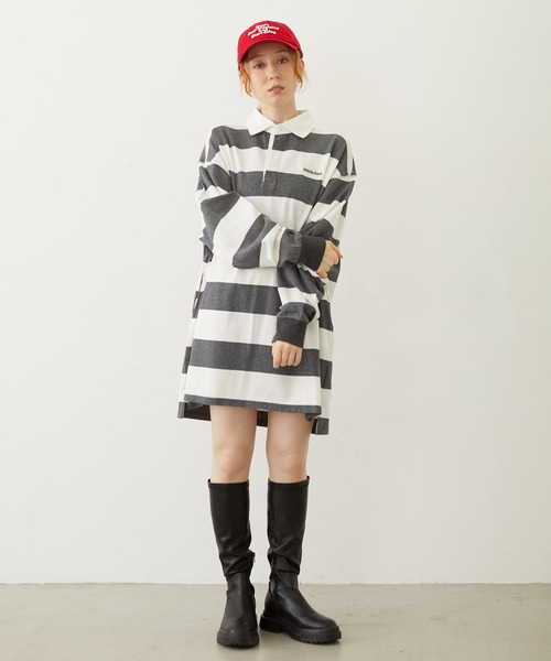 MILKFED.（ミルクフェド）の「STRIPED RUGBY SHIRT（Tシャツ/カットソー・レディース・アッシュ/ブラック/ネイビー・ONE SIZE）」の22枚目の写真
