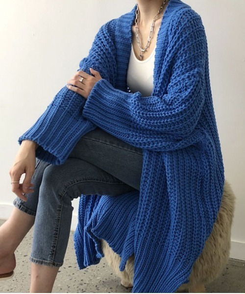 セール】ざっくり編みロングニットカーディガン（カーディガン/ボレロ