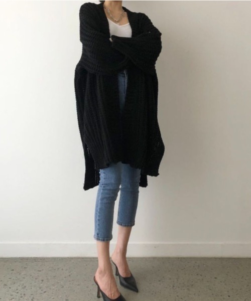セール】ざっくり編みロングニットカーディガン（カーディガン/ボレロ