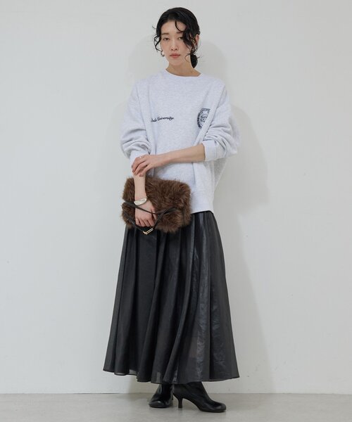 GALLARDAGALANTE（ガリャルダガランテ）の「シアープリーツスカート（スカート・レディース・ブラック/ベージュ・0/1）」の5枚目の写真