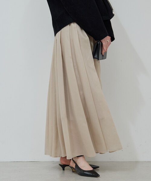 GALLARDAGALANTE（ガリャルダガランテ）の「シアープリーツスカート（スカート・レディース・ブラック/ベージュ・0/1）」の13枚目の写真