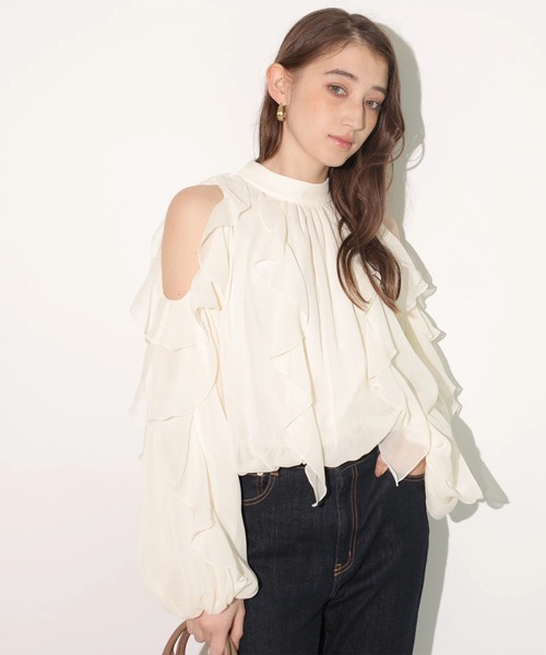 オフショルフリルシアーブラウス（シャツ/ブラウス）｜Rirandture（リ