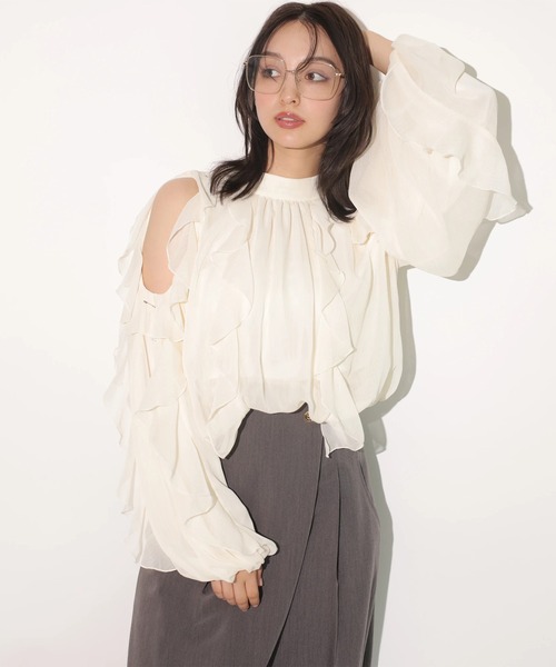 オフショルフリルシアーブラウス（シャツ/ブラウス）｜Rirandture（リ