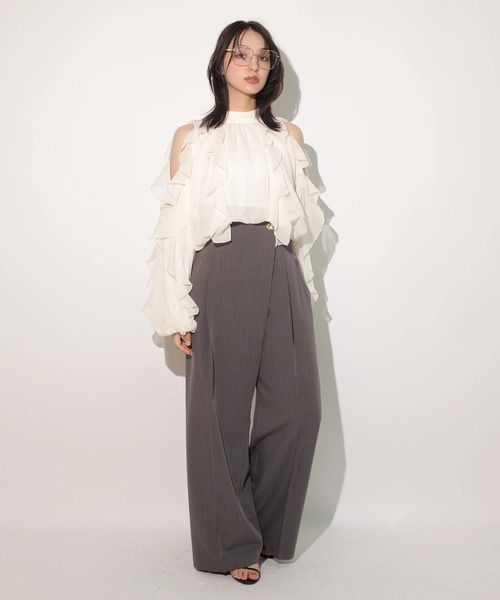 【タグ付き】Rirandure オフショルフリルシアーブラウス リランドチュール Rirandture オフショルフリルシアーブラウス