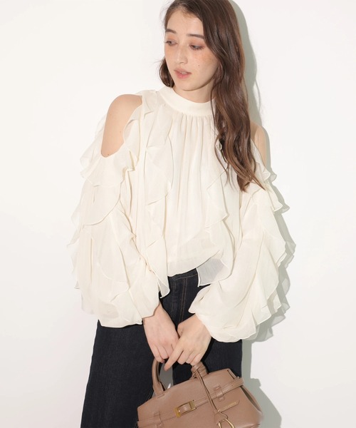 オフショルフリルシアーブラウス（シャツ/ブラウス）｜Rirandture（リ