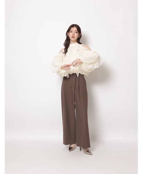 【タグ付き】Rirandure オフショルフリルシアーブラウス オフショルフリルシアーブラウス（シャツ/ブラウス