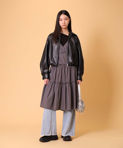 DISPATCHER NO.8（ディスパッチャーナンバーエイト）の「コットンライクフリルキャミワンピース　秋服（ワンピース・レディース・オフホワイト/ダークグレー・ONE SIZE）」の2枚目の写真