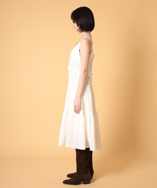 DISPATCHER NO.8（ディスパッチャーナンバーエイト）の「コットンライクフリルキャミワンピース　秋服（ワンピース・レディース・オフホワイト/ダークグレー・ONE SIZE）」の8枚目の写真