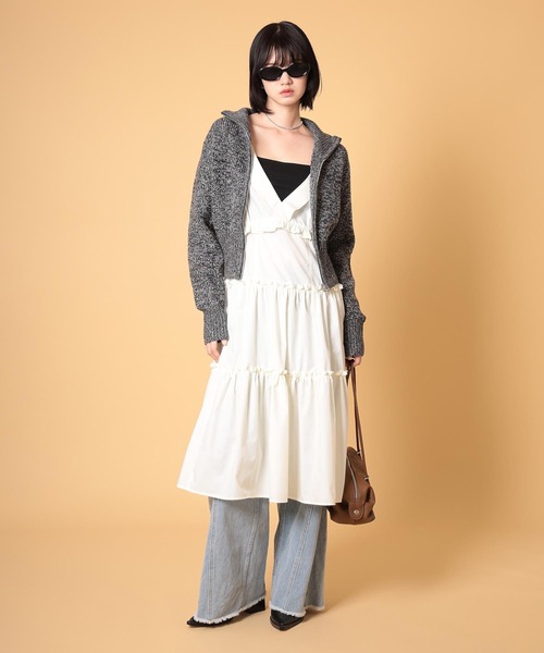 DISPATCHER NO.8（ディスパッチャーナンバーエイト）の「コットンライクフリルキャミワンピース　秋服（ワンピース・レディース・オフホワイト/ダークグレー・ONE SIZE）」の10枚目の写真