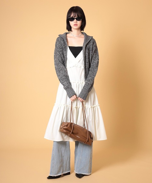 DISPATCHER NO.8（ディスパッチャーナンバーエイト）の「コットンライクフリルキャミワンピース　秋服（ワンピース・レディース・オフホワイト/ダークグレー・ONE SIZE）」の11枚目の写真