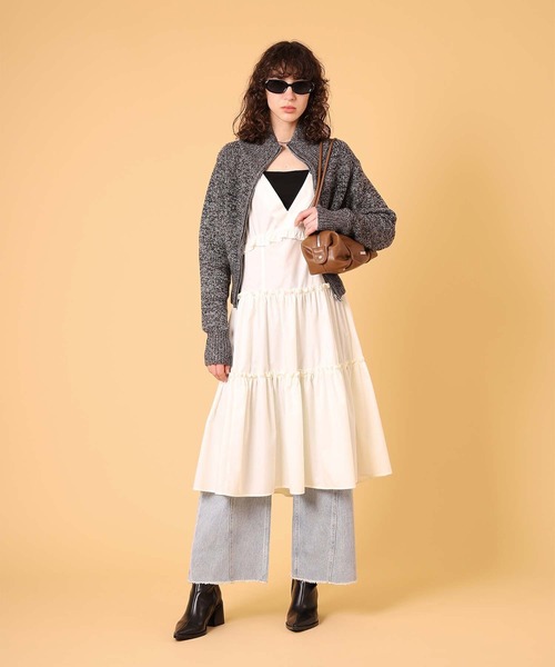 DISPATCHER NO.8（ディスパッチャーナンバーエイト）の「コットンライクフリルキャミワンピース　秋服（ワンピース・レディース・オフホワイト/ダークグレー・ONE SIZE）」の17枚目の写真