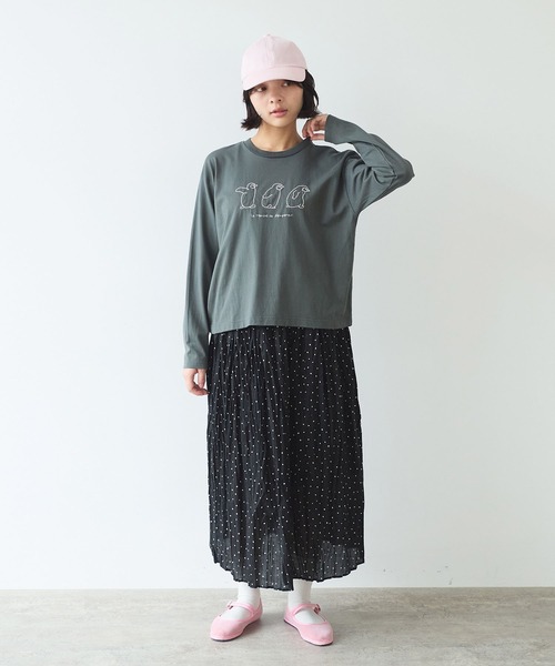bulle de savon（ビュルデサボン）の「《early spring》ペンギン刺繍 Tシャツ（Tシャツ/カットソー・レディース・ホワイト/チャコールグレー/サックスブルー・FREE）」の22枚目の写真