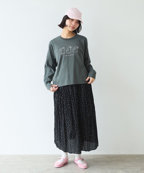bulle de savon（ビュルデサボン）の「《early spring》ペンギン刺繍 Tシャツ（Tシャツ/カットソー・レディース・ホワイト/チャコールグレー/サックスブルー・FREE）」の21枚目の写真