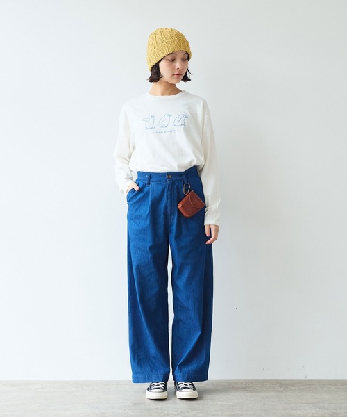 bulle de savon（ビュルデサボン）の「《early spring》ペンギン刺繍 Tシャツ（Tシャツ/カットソー・レディース・ホワイト/チャコールグレー/サックスブルー・FREE）」の9枚目の写真