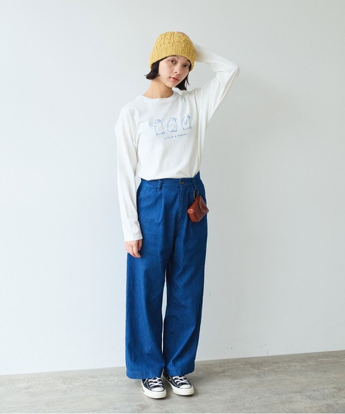 bulle de savon（ビュルデサボン）の「《early spring》ペンギン刺繍 Tシャツ（Tシャツ/カットソー・レディース・ホワイト/チャコールグレー/サックスブルー・FREE）」の11枚目の写真