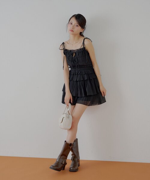 Chico（チコ）の「シアーレースベアキャミショートパンツセット（ワンピース・レディース・ブラック系その他2/ブラウン系その他2/ブラック・FREE）」の8枚目の写真