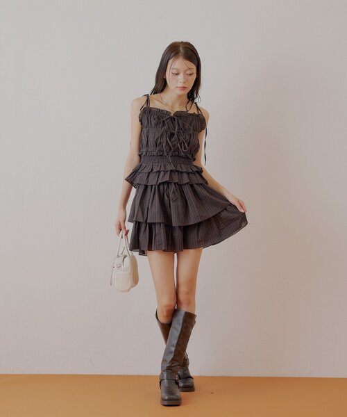 Chico（チコ）の「シアーレースベアキャミショートパンツセット（ワンピース・レディース・ブラック系その他2/ブラウン系その他2/ブラック・FREE）」の17枚目の写真