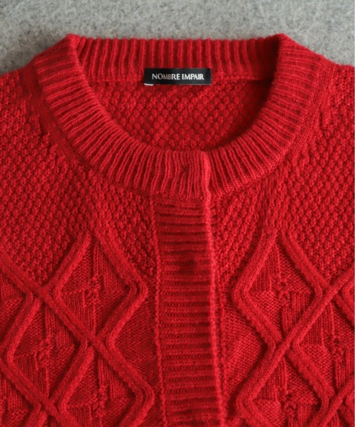 NOMBRE IMPAIR（ノンブルアンペール）の「ダイヤクロスニット　ショートクルーカーデ（カーディガン/ボレロ・レディース・レッド/ホワイト・FREE）」の22枚目の写真