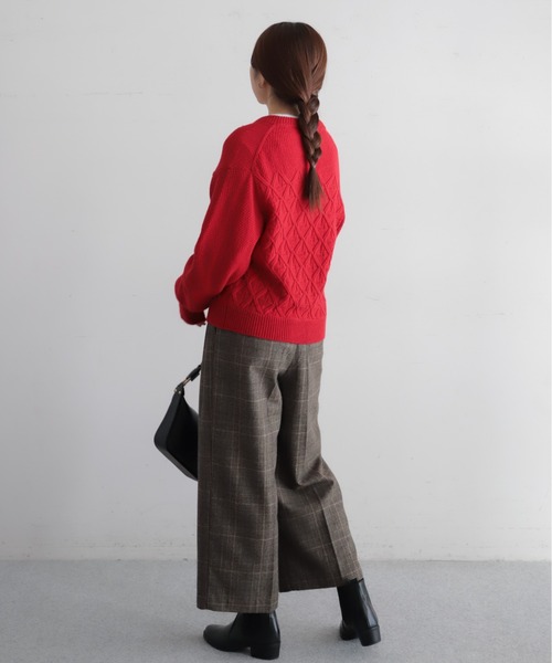 NOMBRE IMPAIR（ノンブルアンペール）の「ダイヤクロスニット　ショートクルーカーデ（カーディガン/ボレロ・レディース・レッド/ホワイト・FREE）」の18枚目の写真