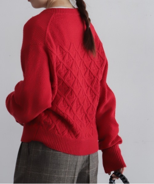 NOMBRE IMPAIR（ノンブルアンペール）の「ダイヤクロスニット　ショートクルーカーデ（カーディガン/ボレロ・レディース・レッド/ホワイト・FREE）」の20枚目の写真