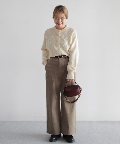 NOMBRE IMPAIR（ノンブルアンペール）の「ダイヤクロスニット　ショートクルーカーデ（カーディガン/ボレロ・レディース・レッド/ホワイト・FREE）」の4枚目の写真