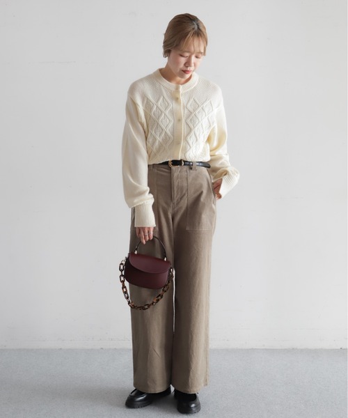 NOMBRE IMPAIR（ノンブルアンペール）の「ダイヤクロスニット　ショートクルーカーデ（カーディガン/ボレロ・レディース・レッド/ホワイト・FREE）」の11枚目の写真