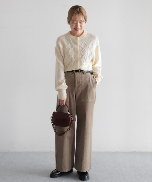 NOMBRE IMPAIR（ノンブルアンペール）の「ダイヤクロスニット　ショートクルーカーデ（カーディガン/ボレロ・レディース・レッド/ホワイト・FREE）」の8枚目の写真