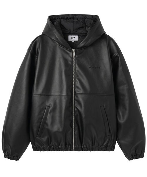 OY/オーワイ』EMBOSSED CROSS FAUX LEATHER HOODED JACKET/エンボス