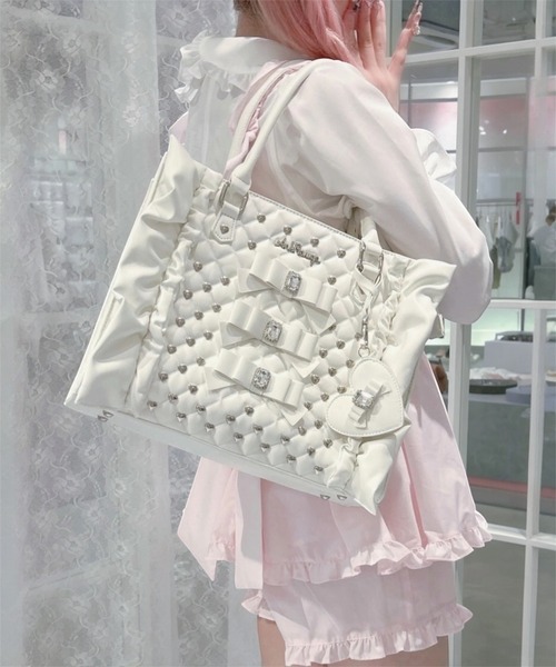 【未使用•タグ付き】AnkRouge ビジューキルティング合皮A4トートバッグ セール】ビジューキルティング合皮A4トートBAG（トートバッグ）｜Ank
