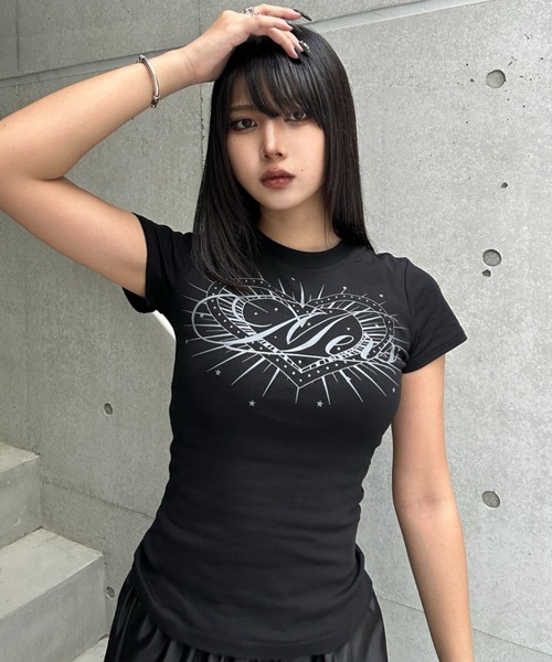KsG(ケーエスジー)の「heart attack print T(Tシャツ/カットソー・レディース・ブラック・SMALL/MEDIUM/LARGE)」の1枚目の写真