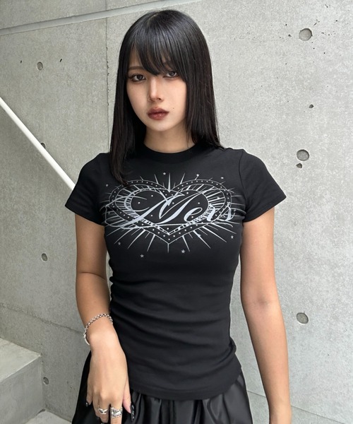 KsG(ケーエスジー)の「heart attack print T(Tシャツ/カットソー・レディース・ブラック・SMALL/MEDIUM/LARGE)」の3枚目の写真