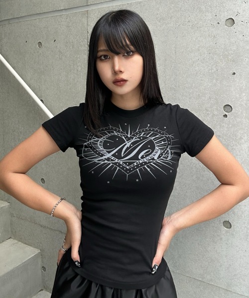 KsG(ケーエスジー)の「heart attack print T(Tシャツ/カットソー・レディース・ブラック・SMALL/MEDIUM/LARGE)」の4枚目の写真