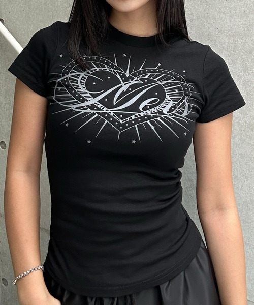 KsG(ケーエスジー)の「heart attack print T(Tシャツ/カットソー・レディース・ブラック・SMALL/MEDIUM/LARGE)」の2枚目の写真