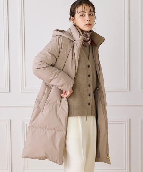 INED（イネド）の「スタンドカラーフードダウンコート「ロング丈」（ダウンジャケット/コート・レディース・ブラック/モカ/ベージュ・7号/11号/9号）」の3枚目の写真