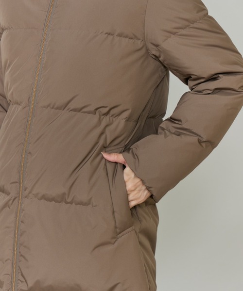 セール】スタンドカラーフードダウンコート「ロング丈」（ダウン
