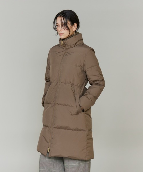 45rpmのダウンコート　S 濃いベージュ セール】スタンドカラーフードダウンコート「ロング丈」（ダウン
