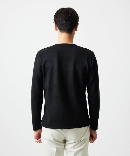 MICHEL KLEIN HOMME   （ミッシェルクランオム）の「【セットアップ】スエード調クルーネックカットソー（Tシャツ/カットソー・メンズ・ブラック/カーキ・MEDIUM/X-LARGE/LARGE）」の7枚目の写真