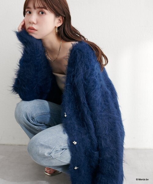 セール】【miffyコラボ】miffy釦ミドルシャギーカーデ（カーディガン