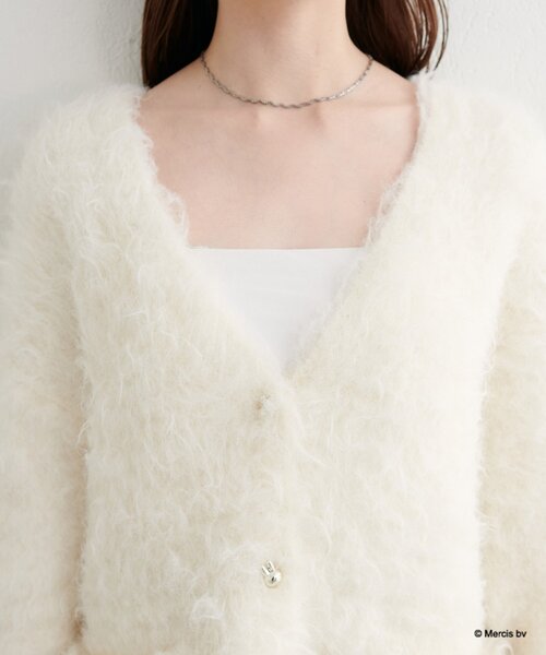 natural couture（ナチュラルクチュール）の「【miffyコラボ】miffy釦ミドルシャギーカーデ（カーディガン/ボレロ・レディース・ピンク/ネイビー/ブラウン/オフホワイト/サックスブルー・FREE）」の16枚目の写真