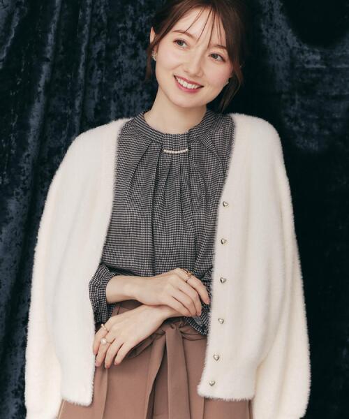 couture brooch（クチュールブローチ）の「【大人可愛い・パール取り外し・通勤】・タックタイチェック柄ブラウス（シャツ/ブラウス・レディース・ブラック系/ダークブラウン系・42/40/36/38）」の21枚目の写真