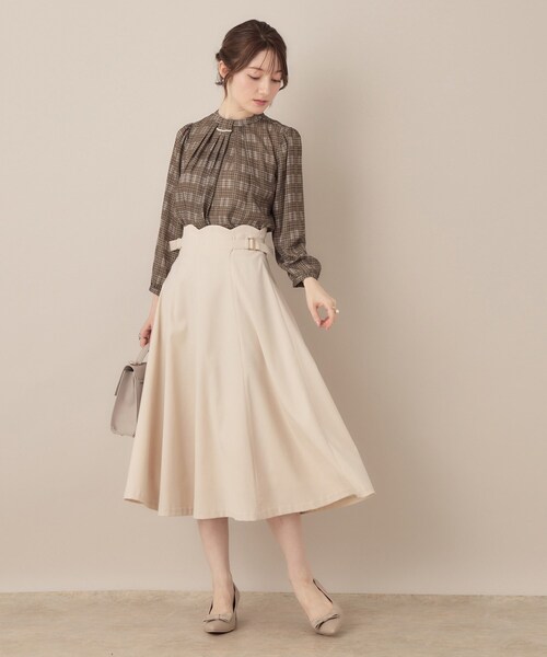 couture brooch（クチュールブローチ）の「【大人可愛い・パール取り外し・通勤】・タックタイチェック柄ブラウス（シャツ/ブラウス・レディース・ブラック系/ダークブラウン系・42/40/36/38）」の20枚目の写真