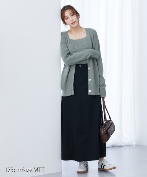 slattgir(スラットジール)の「高身長 綿混Aラインチノロングスカート 丈長め・トールサイズ(スカート・レディース・カーキ/ブラック/パープル・T5L/TM/TL/TLL/T3L/T4L)」の13枚目の写真