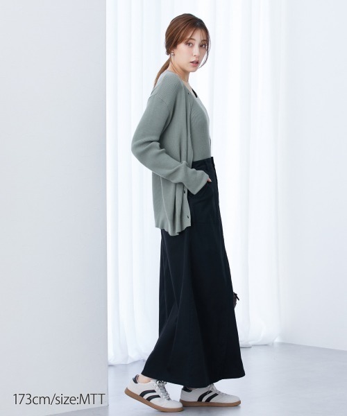 slattgir(スラットジール)の「高身長 綿混Aラインチノロングスカート 丈長め・トールサイズ(スカート・レディース・カーキ/ブラック/パープル・T5L/TM/TL/TLL/T3L/T4L)」の14枚目の写真